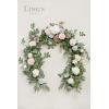 imageLings Moment Flower Garland  6FT Eucalyptus ampamp Rose  Sweetheart Table Decor for Wedding Reception Artificial Floral Garland for Arch Mantle Christmas Backdrop Decoration PurplePkblush Powder Blue