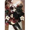 imageLings Moment Purple Blue Wedding Bouquets for Bride Lilac Bridal Bouquets for Bride 13 Inch Free Form Artificial Wedding Flower BouquetBlkmoody Burgundy  Black