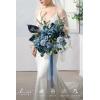 imageLings Moment Purple Blue Wedding Bouquets for Bride Lilac Bridal Bouquets for Bride 13 Inch Free Form Artificial Wedding Flower BouquetBludusty Blue  Navy2