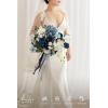 imageLings Moment Purple Blue Wedding Bouquets for Bride Lilac Bridal Bouquets for Bride 13 Inch Free Form Artificial Wedding Flower BouquetBlunavy Blue  White