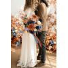 imageLings Moment Purple Blue Wedding Bouquets for Bride Lilac Bridal Bouquets for Bride 13 Inch Free Form Artificial Wedding Flower BouquetOrburnt Orange  Navy