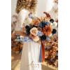 imageLings Moment Purple Blue Wedding Bouquets for Bride Lilac Bridal Bouquets for Bride 13 Inch Free Form Artificial Wedding Flower BouquetOrburnt Orange  Navy