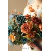 imageLings Moment Purple Blue Wedding Bouquets for Bride Lilac Bridal Bouquets for Bride 13 Inch Free Form Artificial Wedding Flower BouquetOrdark Teal  Burnt Orange