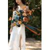 imageLings Moment Purple Blue Wedding Bouquets for Bride Lilac Bridal Bouquets for Bride 13 Inch Free Form Artificial Wedding Flower BouquetOrdark Teal  Burnt Orange