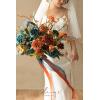 imageLings Moment Purple Blue Wedding Bouquets for Bride Lilac Bridal Bouquets for Bride 13 Inch Free Form Artificial Wedding Flower BouquetOrdark Teal  Burnt Orange