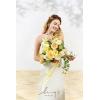 imageLings Moment Purple Blue Wedding Bouquets for Bride Lilac Bridal Bouquets for Bride 13 Inch Free Form Artificial Wedding Flower BouquetYlwcreamy Yellowscallion Green