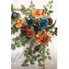 imageLings Moment Wedding Artificial Welcome Sign Flowers Swag Arch Floral Garland Decorations White ampamp Sage for Ceremony Reception Entrance Entryway Party Banquets Easel Wall Home OutdoorNOT Include SignTeal  Orange