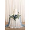 imageLings Moment Wedding Artificial Welcome Sign Flowers Swag Arch Floral Garland Decorations White ampamp Sage for Ceremony Reception Entrance Entryway Party Banquets Easel Wall Home OutdoorNOT Include SignDusty Blue  Navy