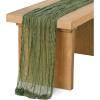 imageLings Moment 14Ft Sunset Terracotta Table Runner Taupe Sheer Chiffon Like Table Runner with Silver Sparkle for Wedding Reception Rustic Boho Wedding Party Bridal Shower Table Setting DecorationsMoss Green