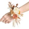 imageLings Moment 2pcs Prom WristShoulder Corsage Artificial Flower GirlMother HomecomingWedding Corsage Wristlet Dcor etc Deep PurpleOrrustic Boho  Sola Wood