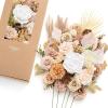 imageLings Moment Fake Flowers Box Faux Artificial Greenery Stems Foam Roses Silk Peony for Wedding Decor Centerpieces Table Decorations Floral Arrangements Orange ampamp Soft Peach Deluxe ComboBegboho  Nude