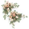 imageLings moment 2PCS Sage Green Artificial Flower Garland Wedding Arch Flowers Floral Swags Centerpieces Greenery Arrangements for SweetheartHead Table Easel Wall Entryway Board Backdrop DecorBrnbeige