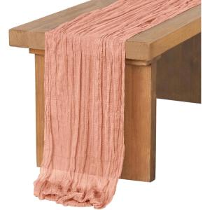 imageLings Moment 14Ft Sunset Terracotta Table Runner Taupe Sheer Chiffon Like Table Runner with Silver Sparkle for Wedding Reception Rustic Boho Wedding Party Bridal Shower Table Setting DecorationsSunset Terracotta