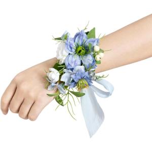 imageLings Moment 2pcs Prom WristShoulder Corsage Artificial Flower GirlMother HomecomingWedding Corsage Wristlet Dcor etc Deep PurpleBlublue  Berry