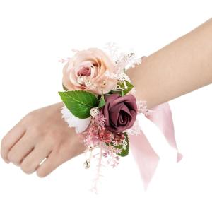 imageLings Moment 2pcs Prom WristShoulder Corsage Artificial Flower GirlMother HomecomingWedding Corsage Wristlet Dcor etc Deep PurplePkcinnamon  Pink