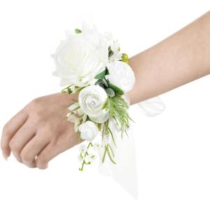imageLings Moment 2pcs Prom WristShoulder Corsage Artificial Flower GirlMother HomecomingWedding Corsage Wristlet Dcor etc Deep PurpleWhtwhite  Lily Valley