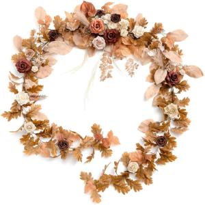 imageLings Moment 9FT Flower Garland for Backdrop Decorations  Wedding Arch Flowers Eucalyptus ampamp Rose Artificial Floral Garland for Mantle  Sweetheart Table Decor for Beach Reception PurpleOrrust  Sepia