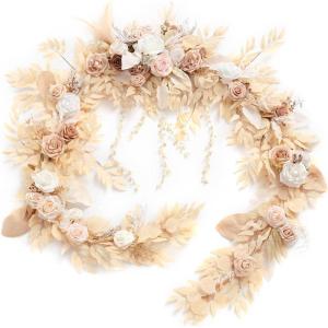 imageLings Moment 9FT Flower Garland for Backdrop Decorations  Wedding Arch Flowers Eucalyptus ampamp Rose Artificial Floral Garland for Mantle  Sweetheart Table Decor for Beach Reception PurpleWhtwhite  Beige