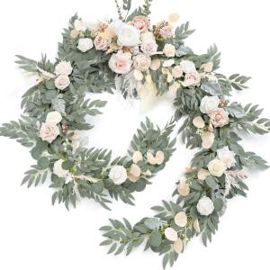 imageLings Moment 9FT Flower Garland for Backdrop Decorations  Wedding Arch Flowers Eucalyptus ampamp Rose Artificial Floral Garland for Mantle  Sweetheart Table Decor for Beach Reception PurpleWhtwhite  Christmas