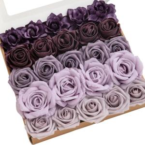 imageLings Moment Artificial Flowers Fake Roses Faux Peony Foam Gardenia Combo for DIY Wedding Bouquets Centerpieces Arrangements Bridal Shower Party Home Decorations Lavender ampamp Purple 24pcsPrpllavender  Purple