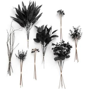 imageLings Moment Artificial Greenery Stems Box Set 30pcs with 8 Kinds of Faux Greenery Picks for DIY Bridal Bouquets Wedding Floral Arrangement Table Centerpieces Purple ampamp Dark GreenBlkblack