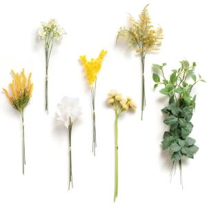 imageLings Moment Artificial Greenery Stems Box Set 30pcs with 8 Kinds of Faux Greenery Picks for DIY Bridal Bouquets Wedding Floral Arrangement Table Centerpieces Purple ampamp Dark GreenYlwlemonade Yellow