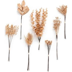 imageLings Moment Artificial Greenery Stems Box Set 30pcs with 8 Kinds of Faux Greenery Picks for DIY Bridal Bouquets Wedding Floral Arrangement Table Centerpieces Purple ampamp Dark GreenGldgolden