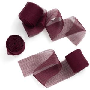 imageLings Moment Chiffon Silk Ribbon67Yd Purple Craft Fabric Ribbon Colors Rolls for Gift Wrapping Wedding Floral Bouquets Party DecorationHandmade Frayed Ribbons for Baby Shower Holiday DecorRedburgundy