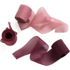imageLings Moment Chiffon Silk Ribbon67Yd Purple Craft Fabric Ribbon Colors Rolls for Gift Wrapping Wedding Floral Bouquets Party DecorationHandmade Frayed Ribbons for Baby Shower Holiday DecorRedwine Red