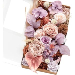 imageLings Moment Fake Flowers Box Faux Artificial Greenery Stems Foam Roses Silk Lilac for Wedding Decor Centerpieces Table Decorations Floral Arrangements Lavender ampamp Purple Mini ComboPrplaster  Nude