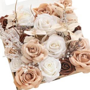 imageLings Moment Fake Flowers Box Faux Artificial Greenery Stems Foam Roses Silk Lilac for Wedding Decor Centerpieces Table Decorations Floral Arrangements Lavender ampamp Purple Mini ComboBegwhite  Sepia