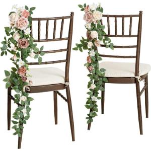 imageLings Moment Fall 10pcs Wedding Chair Decorations Aisle Floral Swag Artificial Pew Flowers Hanging Garland Deep Plum for Ceremony Reception Church Rose Floral Arrangement Party Outdoor DecorDusty Rose2024