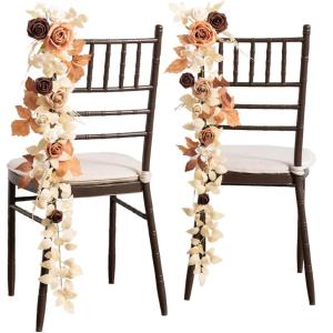 imageLings Moment Fall 10pcs Wedding Chair Decorations Aisle Floral Swag Artificial Pew Flowers Hanging Garland Deep Plum for Ceremony Reception Church Rose Floral Arrangement Party Outdoor DecorRust  Sepia