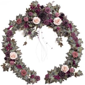 imageLings Moment Flower Garland  6FT Eucalyptus ampamp Rose  Sweetheart Table Decor for Wedding Reception Artificial Floral Garland for Arch Mantle Christmas Backdrop Decoration PurplePrpldeep Plum
