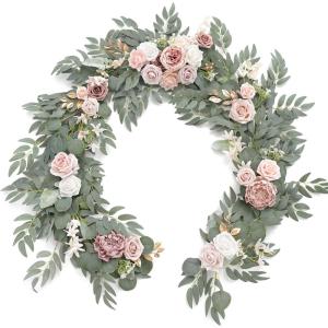 imageLings Moment Flower Garland  6FT Eucalyptus ampamp Rose  Sweetheart Table Decor for Wedding Reception Artificial Floral Garland for Arch Mantle Christmas Backdrop Decoration PurplePkgarden Dusty Rose