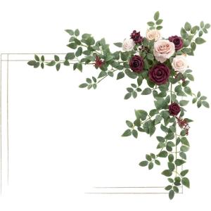 imageLings Moment Wedding Artificial Welcome Sign Flowers Swag Arch Floral Garland Decorations White ampamp Sage for Ceremony Reception Entrance Entryway Party Banquets Easel Wall Home OutdoorNOT Include SignMarsala  Blush