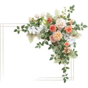 imageLings Moment Wedding Artificial Welcome Sign Flowers Swag Arch Floral Garland Decorations White ampamp Sage for Ceremony Reception Entrance Entryway Party Banquets Easel Wall Home OutdoorNOT Include SignGrowing Blush