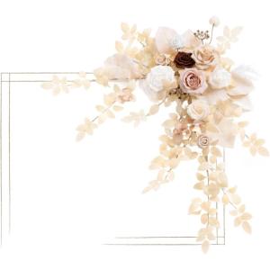 imageLings Moment Wedding Artificial Welcome Sign Flowers Swag Arch Floral Garland Decorations White ampamp Sage for Ceremony Reception Entrance Entryway Party Banquets Easel Wall Home OutdoorNOT Include SignWhite  Beige  Blush