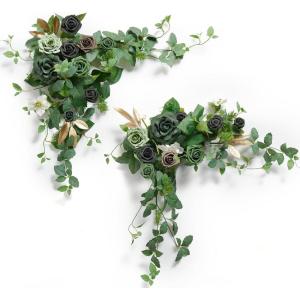 imageLings moment 2PCS Sage Green Artificial Flower Garland Wedding Arch Flowers Floral Swags Centerpieces Greenery Arrangements for SweetheartHead Table Easel Wall Entryway Board Backdrop DecorGrnemerald
