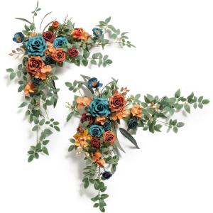 imageLings moment 2PCS Sage Green Artificial Flower Garland Wedding Arch Flowers Floral Swags Centerpieces Greenery Arrangements for SweetheartHead Table Easel Wall Entryway Board Backdrop DecorOrteal  Terracotta