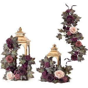 imageLings moment 6Pack 2ft Artificial Flowers Garland Green ampamp Sage Lantern Flower Centerpieces Mauve Wedding Aisle Decor Chair Flowers Arch Floral for Signs DIY Table Wall Window Cake DecorationPrpldeep Plum