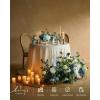 imageLings Moment 410quot Tall FreeStanding Wedding Aisle Artificial Flowers for Ceremony Decor 2PCS White Walkway Floral Chair Markers Faux Rose Altar Arch Arrangement Spring Decorations OutdoorBludusty Blue  Navy