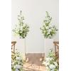 imageLings Moment 410quot Tall FreeStanding Wedding Aisle Artificial Flowers for Ceremony Decor 2PCS White Walkway Floral Chair Markers Faux Rose Altar Arch Arrangement Spring Decorations OutdoorWhtwhite  Lily  Olive