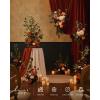 imageLings Moment 410quot Tall FreeStanding Wedding Aisle Artificial Flowers for Ceremony Decor 2PCS White Walkway Floral Chair Markers Faux Rose Altar Arch Arrangement Spring Decorations OutdoorOrterracotta  Orange