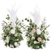 imageLings Moment 410quot Tall FreeStanding Wedding Aisle Artificial Flowers for Ceremony Decor 2PCS White Walkway Floral Chair Markers Faux Rose Altar Arch Arrangement Spring Decorations OutdoorWhtwhite  Sage
