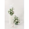 imageLings Moment 410quot Tall FreeStanding Wedding Aisle Artificial Flowers for Ceremony Decor 2PCS White Walkway Floral Chair Markers Faux Rose Altar Arch Arrangement Spring Decorations OutdoorWhtwhite  Sage
