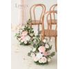imageLings Moment 410quot Tall FreeStanding Wedding Aisle Artificial Flowers for Ceremony Decor 2PCS White Walkway Floral Chair Markers Faux Rose Altar Arch Arrangement Spring Decorations OutdoorPkblush  Cream