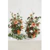 imageLings Moment 410quot Tall FreeStanding Wedding Aisle Artificial Flowers for Ceremony Decor 2PCS White Walkway Floral Chair Markers Faux Rose Altar Arch Arrangement Spring Decorations OutdoorOrterracotta  Orange