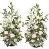 imageLings Moment 410quot Tall FreeStanding Wedding Aisle Artificial Flowers for Ceremony Decor 2PCS White Walkway Floral Chair Markers Faux Rose Altar Arch Arrangement Spring Decorations OutdoorPkblush  Cream