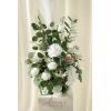 imageLings Moment 410quot Tall FreeStanding Wedding Aisle Artificial Flowers for Ceremony Decor 2PCS White Walkway Floral Chair Markers Faux Rose Altar Arch Arrangement Spring Decorations OutdoorWhtwhite  Sage